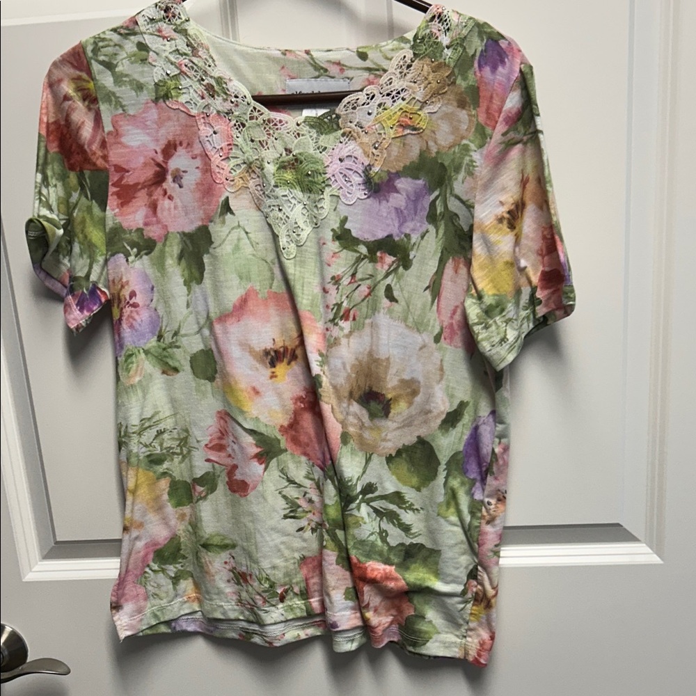 Alfred Dunner Multicolor Floral Lace Women's Blouse